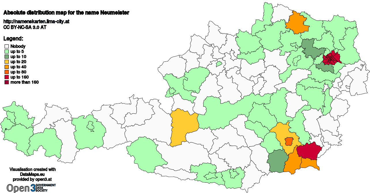 Absolute Distribution maps for surname Neumeister