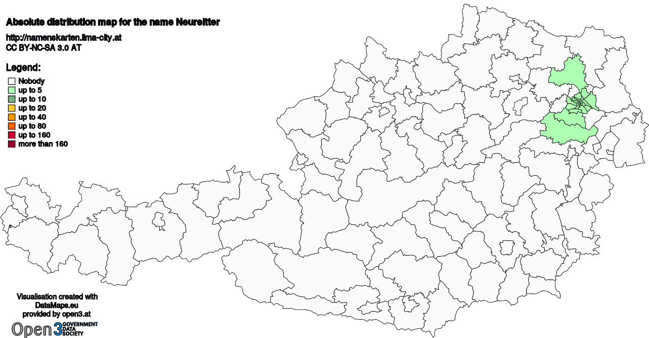 Absolute Distribution maps for surname Neureitter