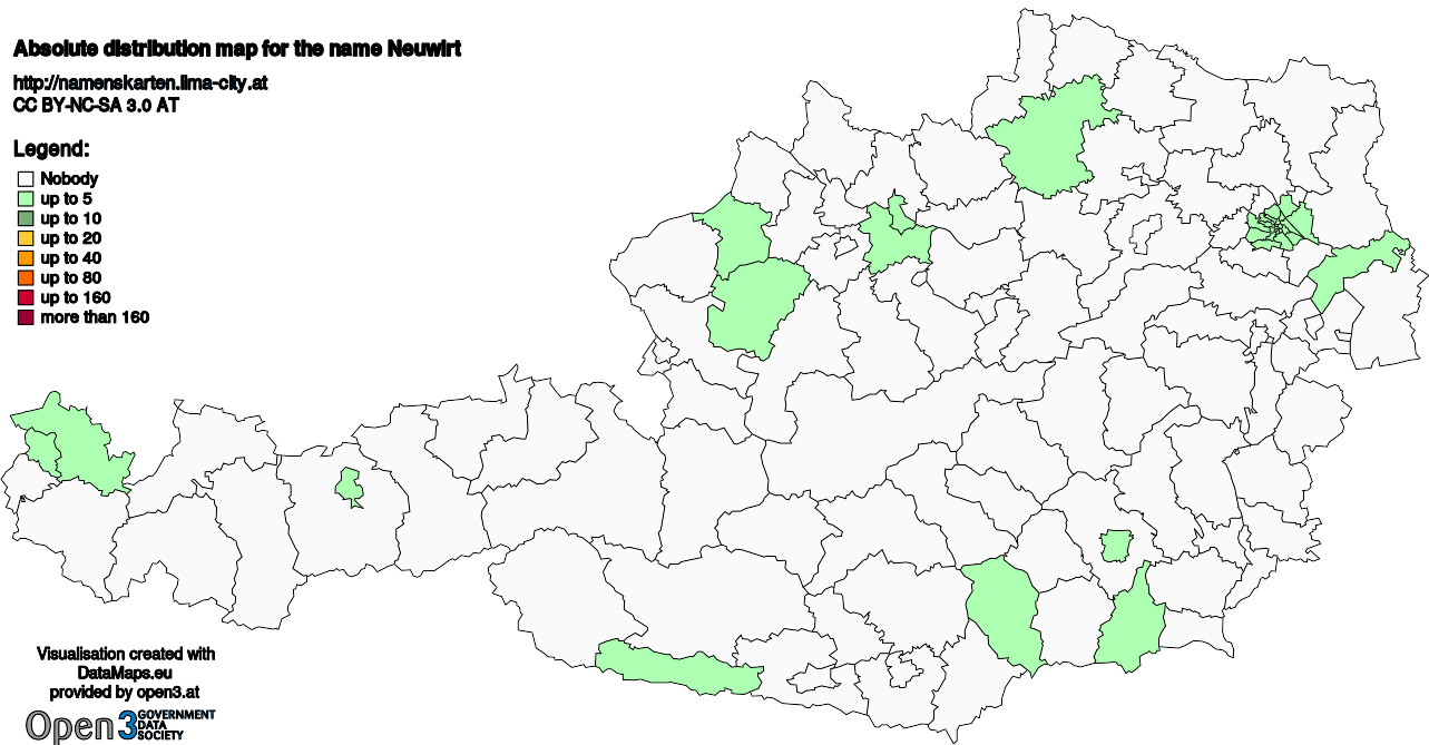 Absolute Distribution maps for surname Neuwirt