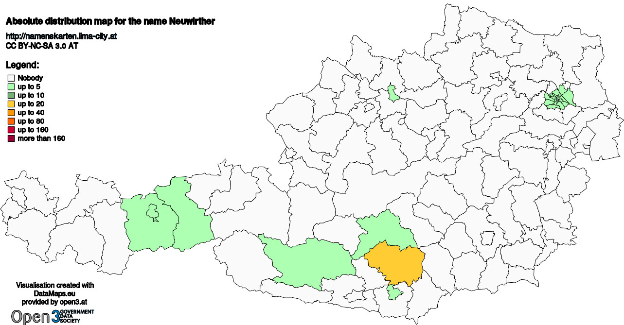 Absolute Distribution maps for surname Neuwirther