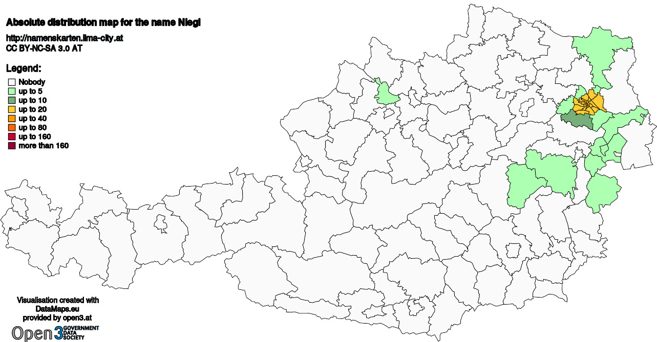 Absolute Distribution maps for surname Niegl