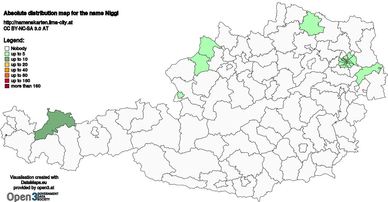 Absolute Distribution maps for surname Niggl