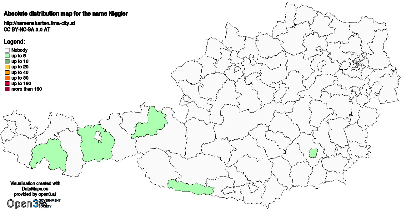 Absolute Distribution maps for surname Niggler