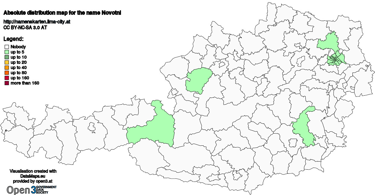 Absolute Distribution maps for surname Novotni