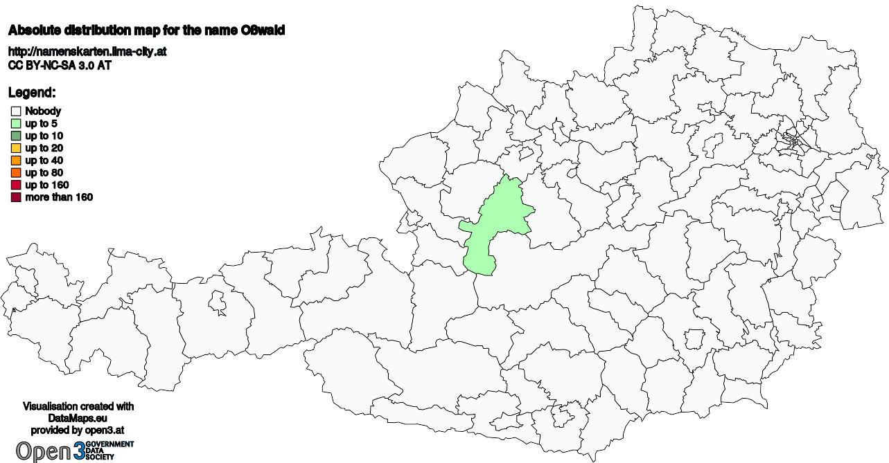 Absolute Distribution maps for surname Oßwald