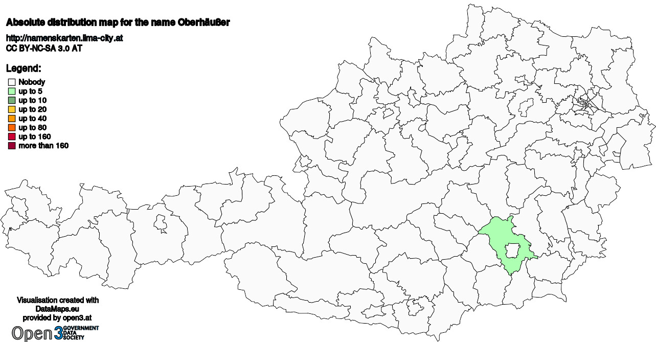 Absolute Distribution maps for surname Oberhäußer