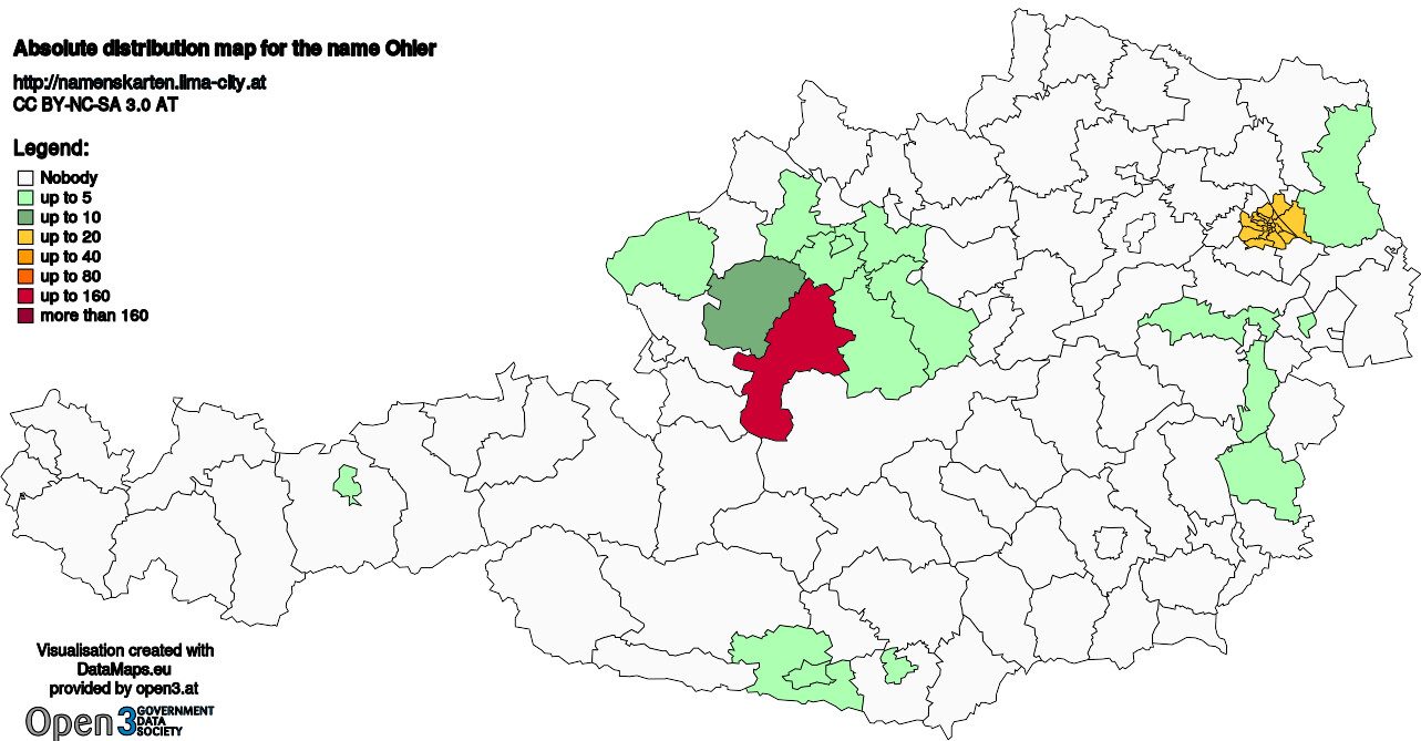 Absolute Distribution maps for surname Ohler