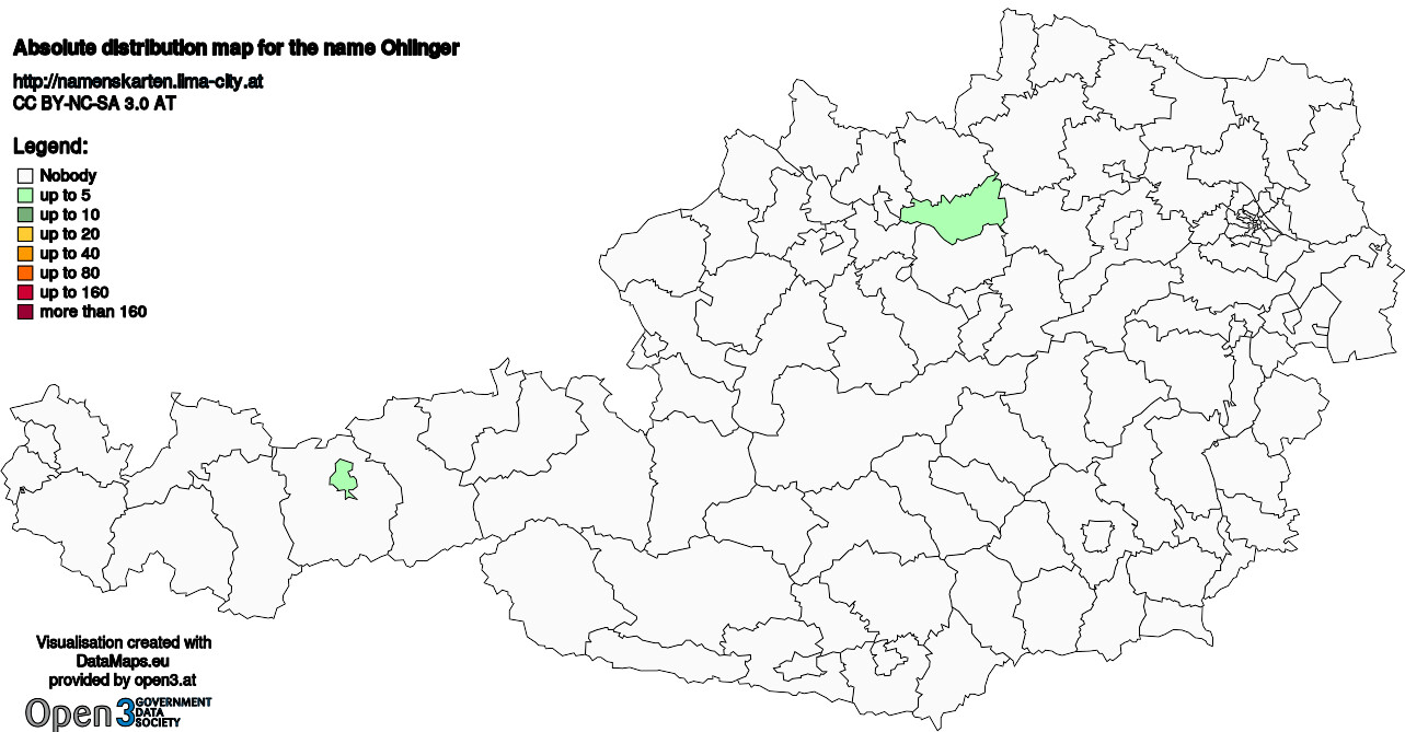 Absolute Distribution maps for surname Ohlinger