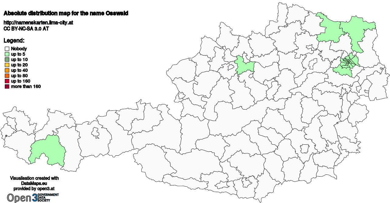 Absolute Distribution maps for surname Osswald