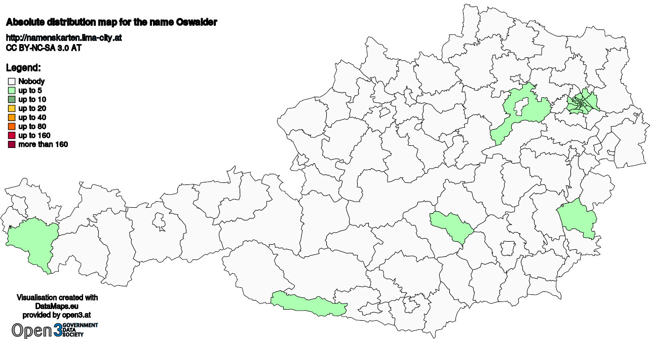 Absolute Distribution maps for surname Oswalder
