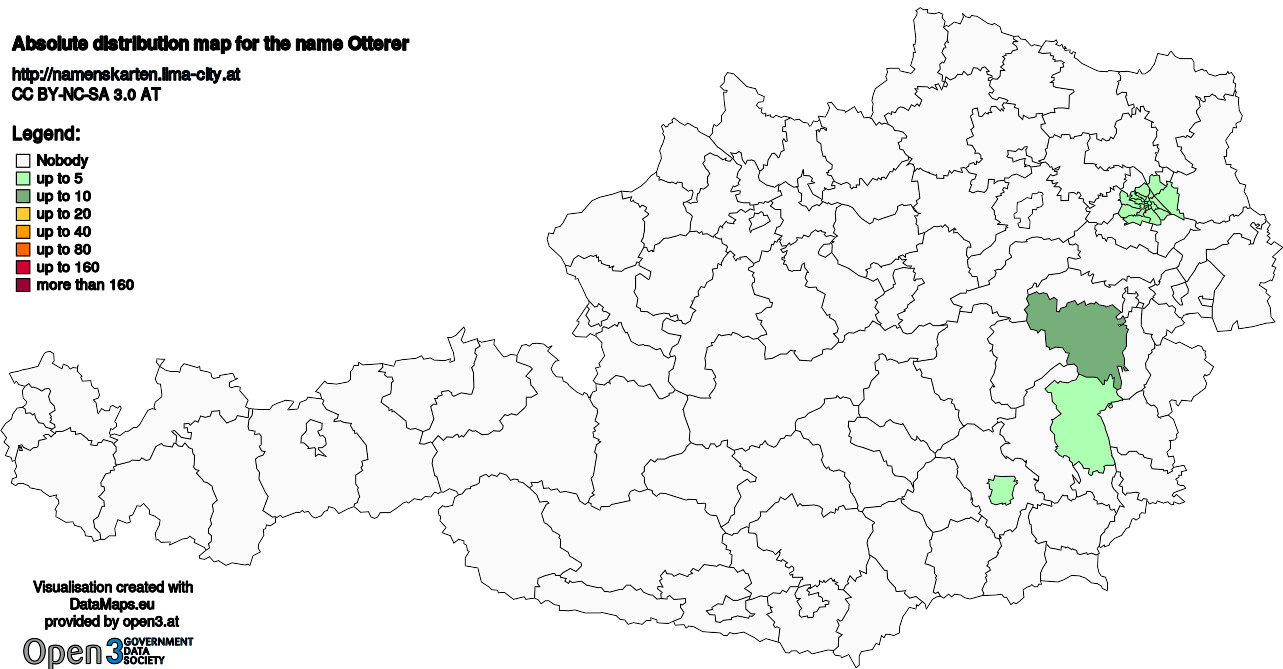 Absolute Distribution maps for surname Otterer