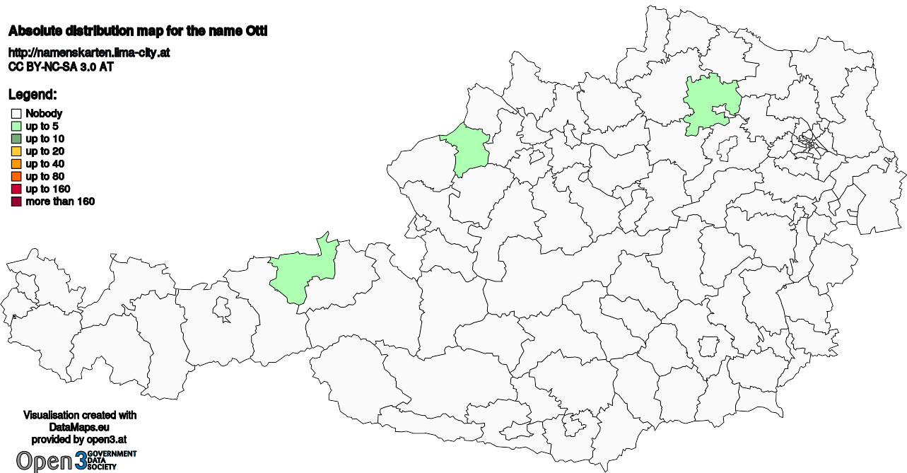 Absolute Distribution maps for surname Ottl