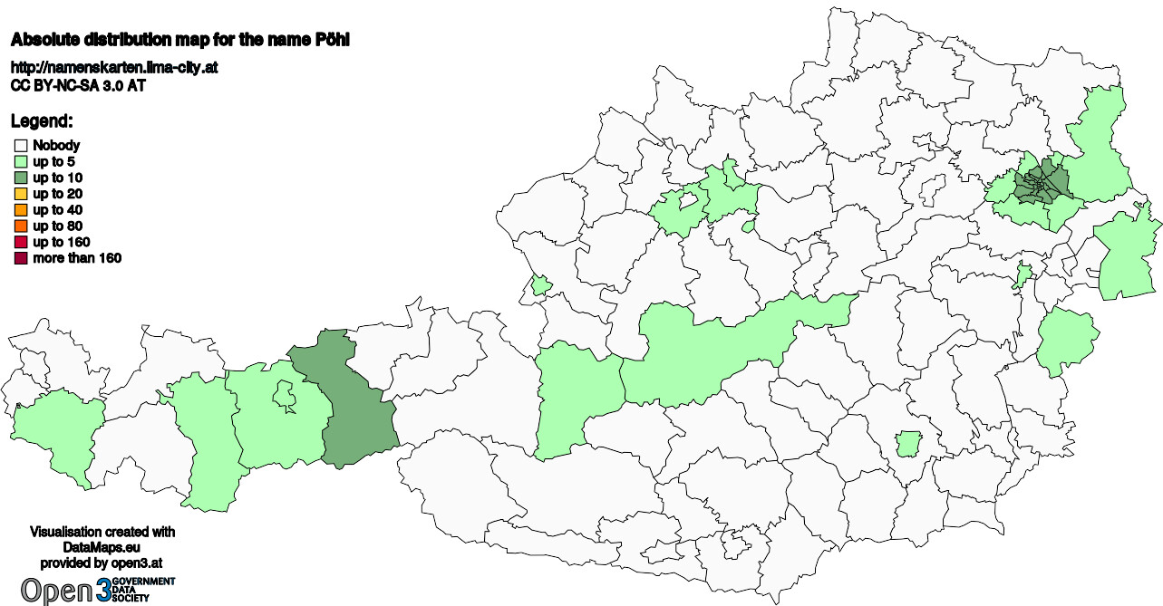 Absolute Distribution maps for surname Pöhl