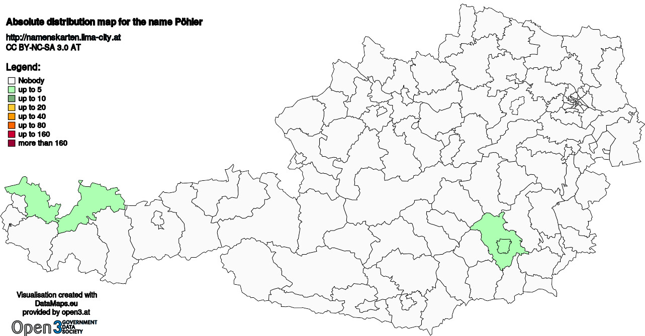 Absolute Distribution maps for surname Pöhler