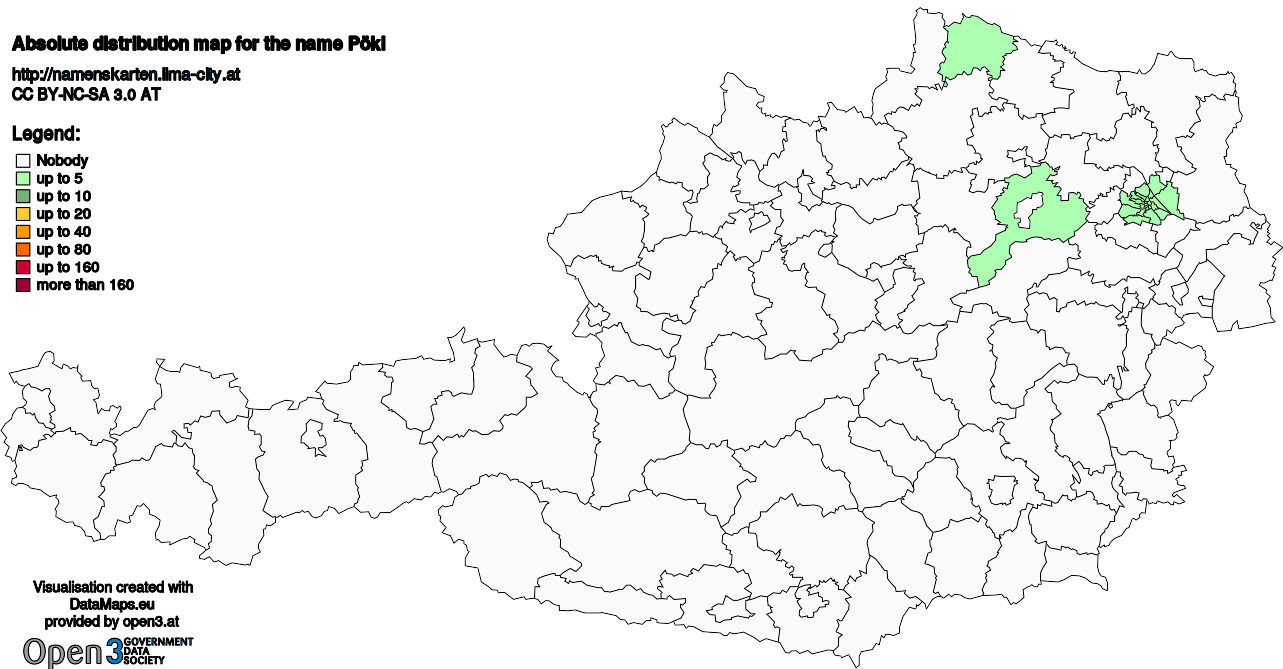 Absolute Distribution maps for surname Pökl