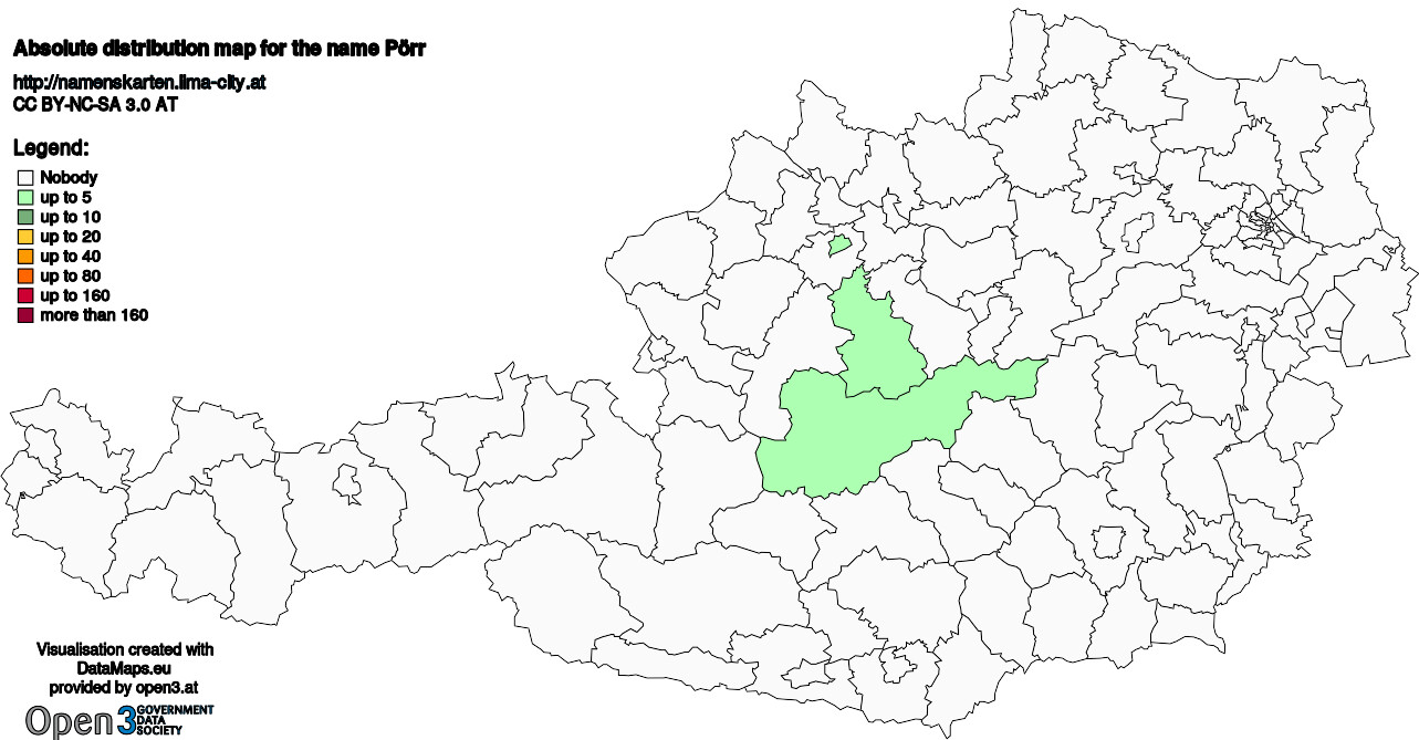 Absolute Distribution maps for surname Pörr