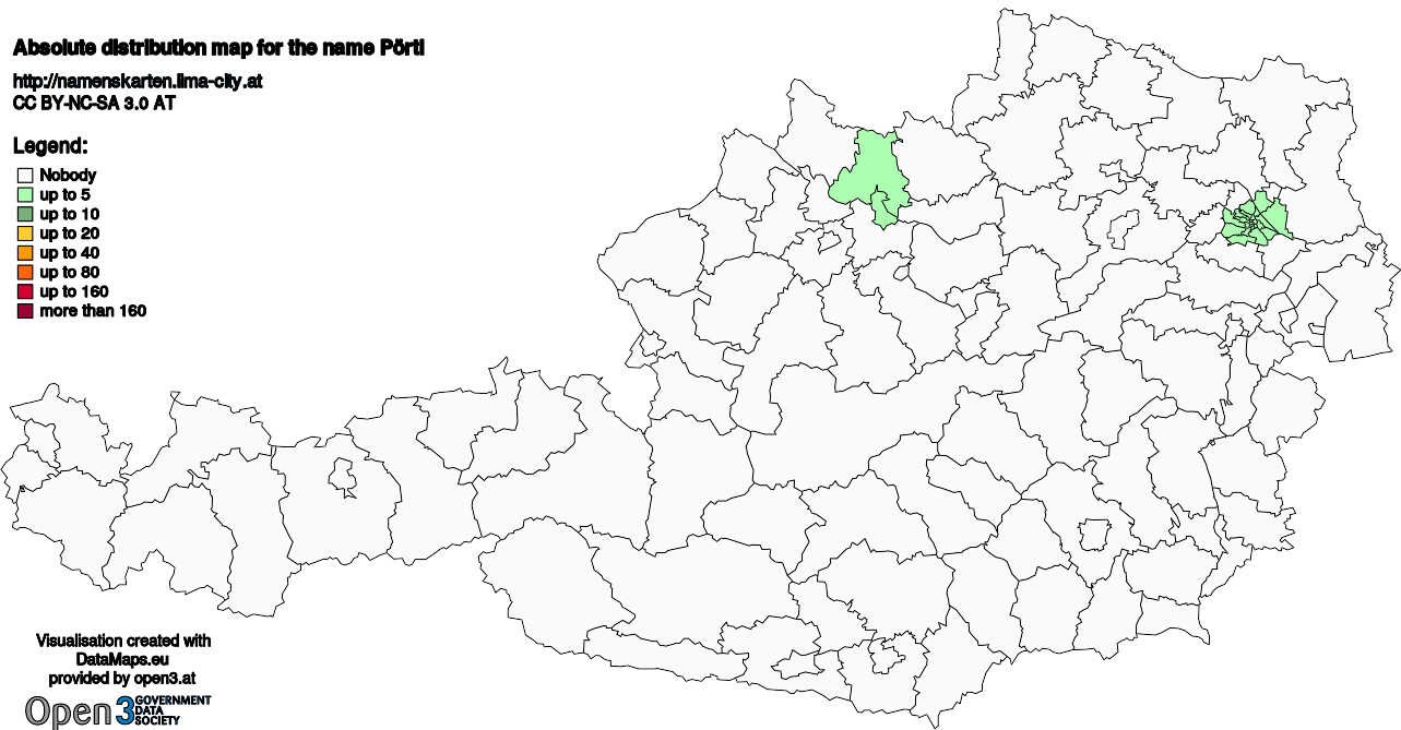 Absolute Distribution maps for surname Pörtl