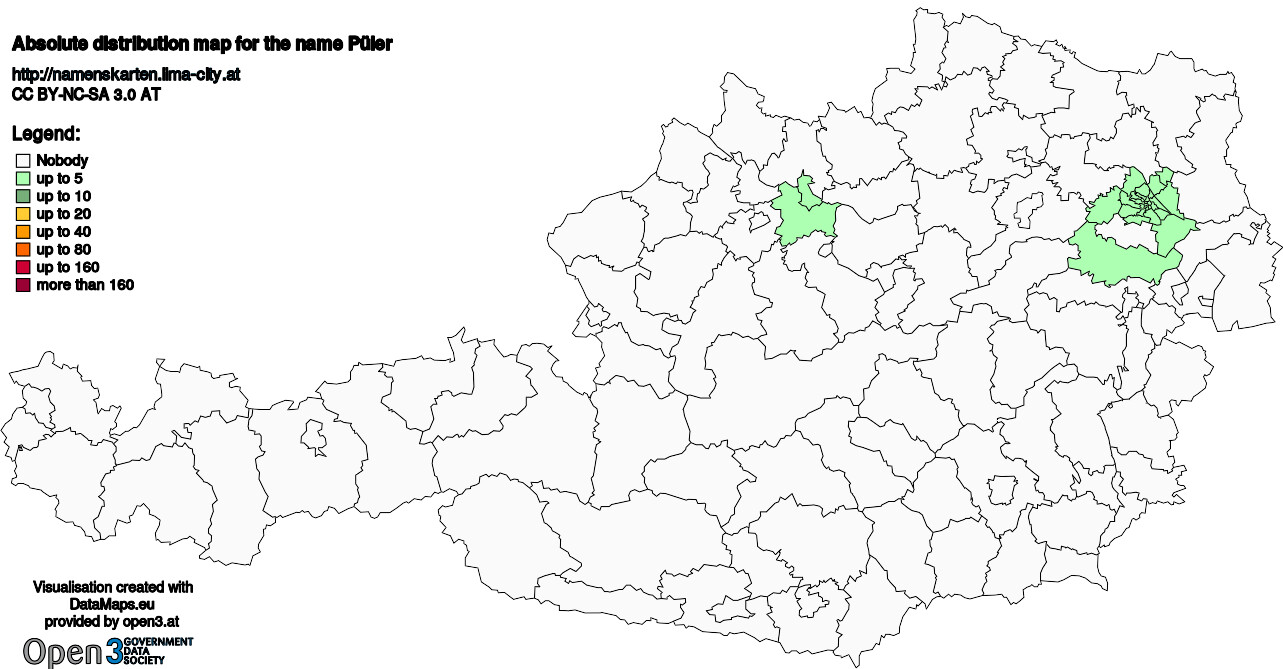 Absolute Distribution maps for surname Püler