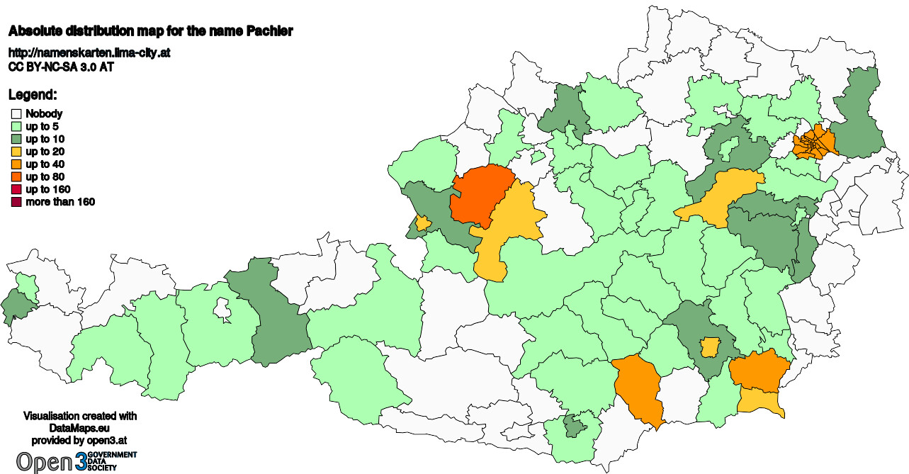 Absolute Distribution maps for surname Pachler