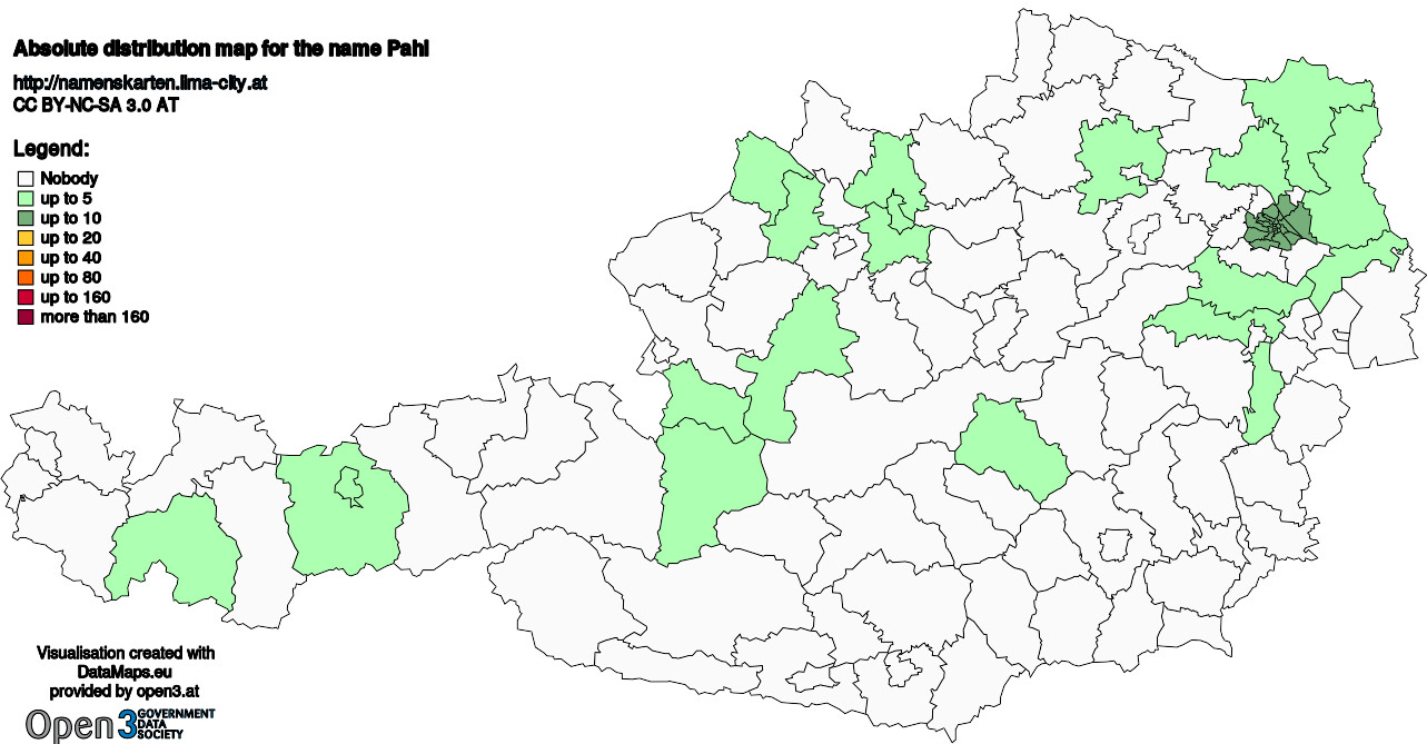 Absolute Distribution maps for surname Pahl