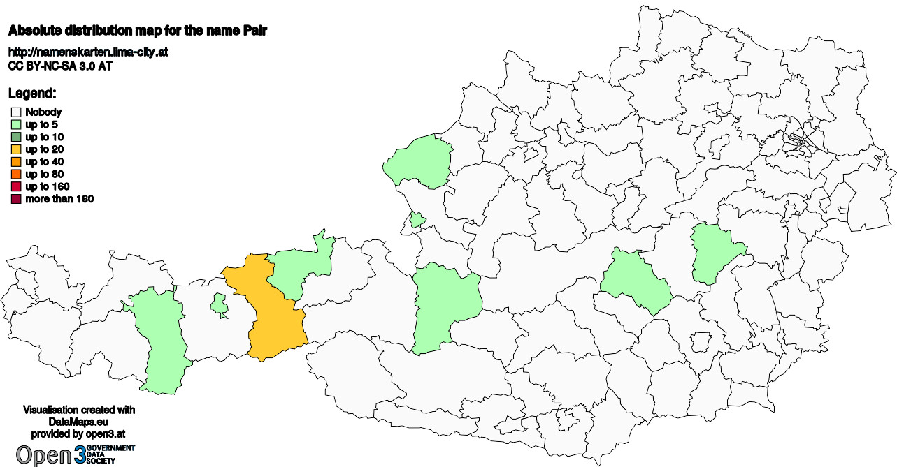 Absolute Distribution maps for surname Pair