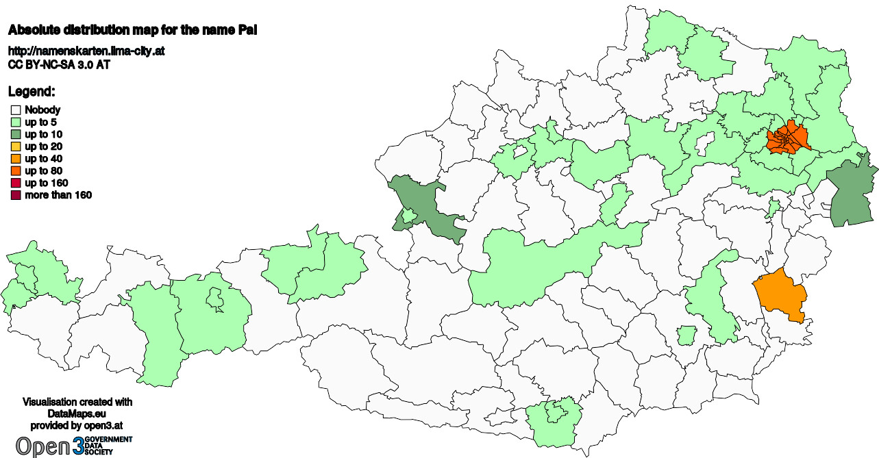 Absolute Distribution maps for surname Pal