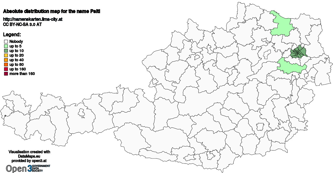 Absolute Distribution maps for surname Paltl