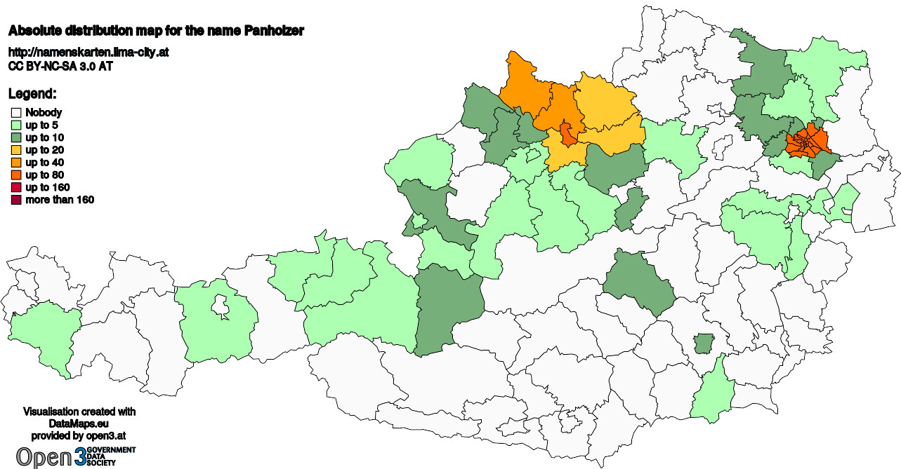 Absolute Distribution maps for surname Panholzer