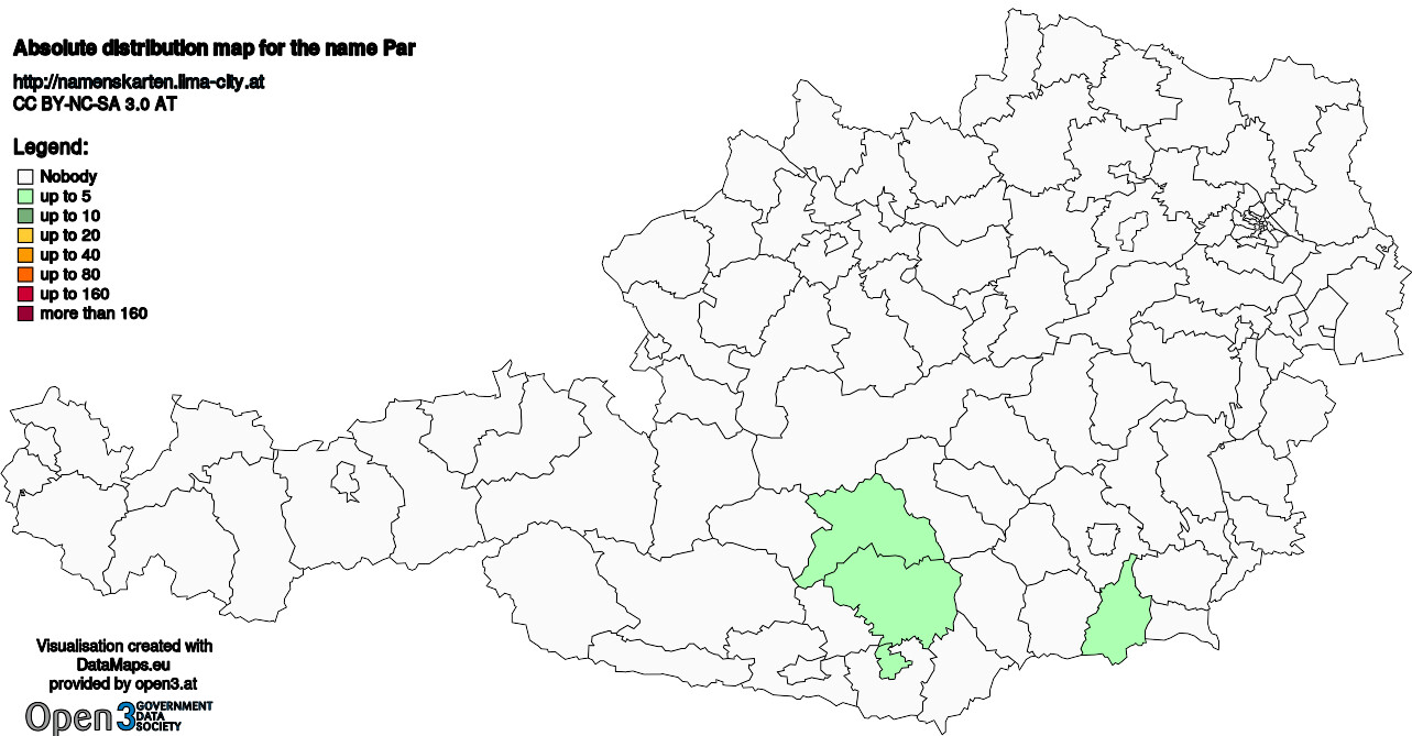 Absolute Distribution maps for surname Par