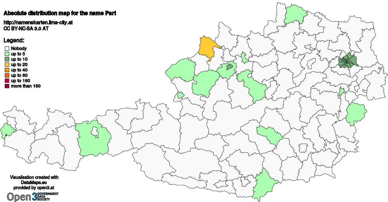 Absolute Distribution maps for surname Part