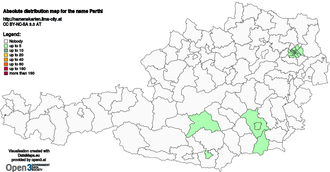 Absolute Distribution maps for surname Parthl