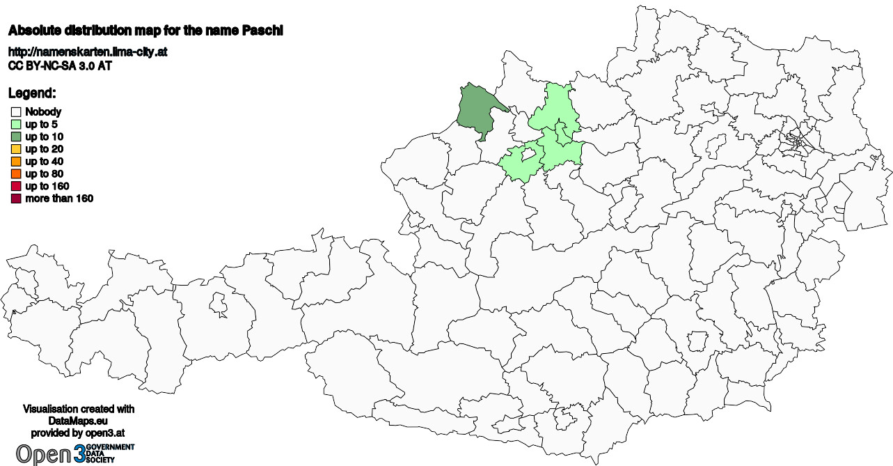 Absolute Distribution maps for surname Paschl