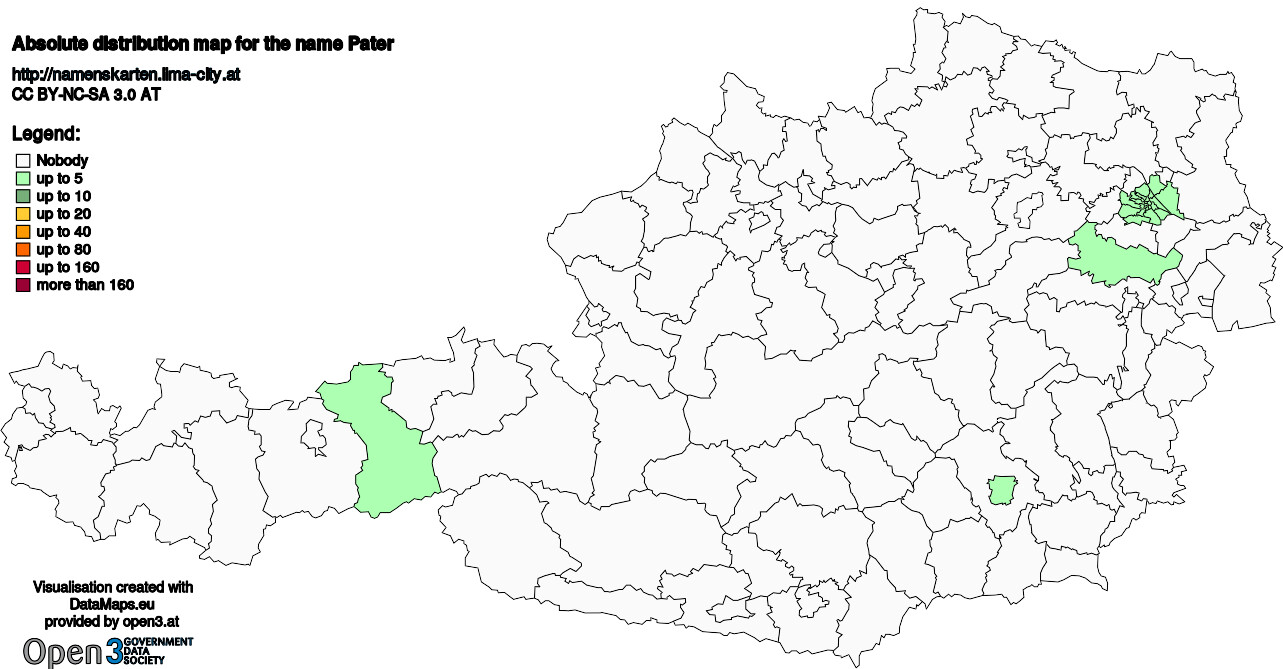 Absolute Distribution maps for surname Pater