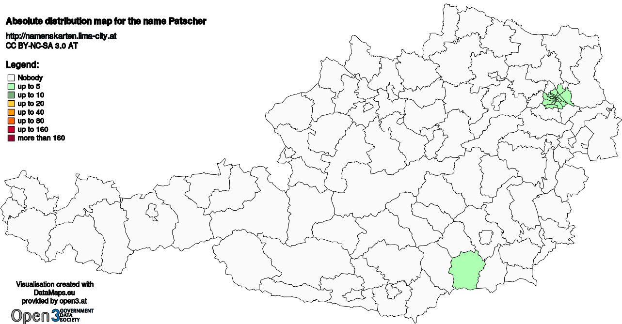 Absolute Distribution maps for surname Patscher