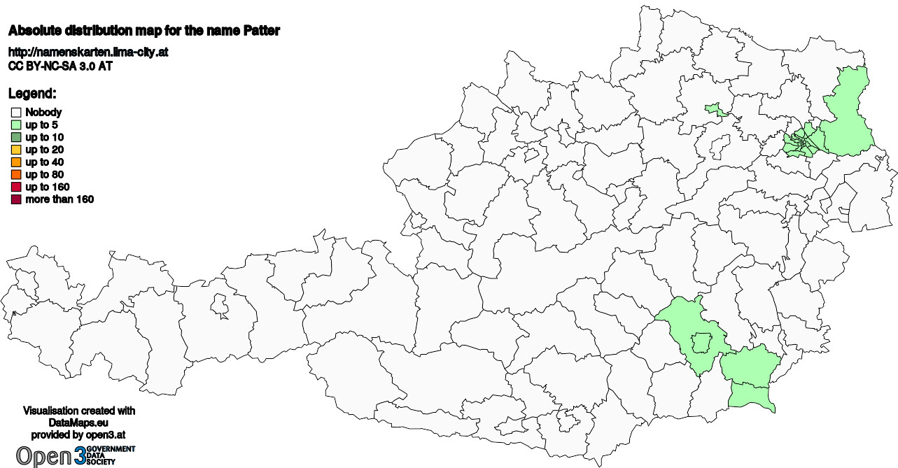 Absolute Distribution maps for surname Patter