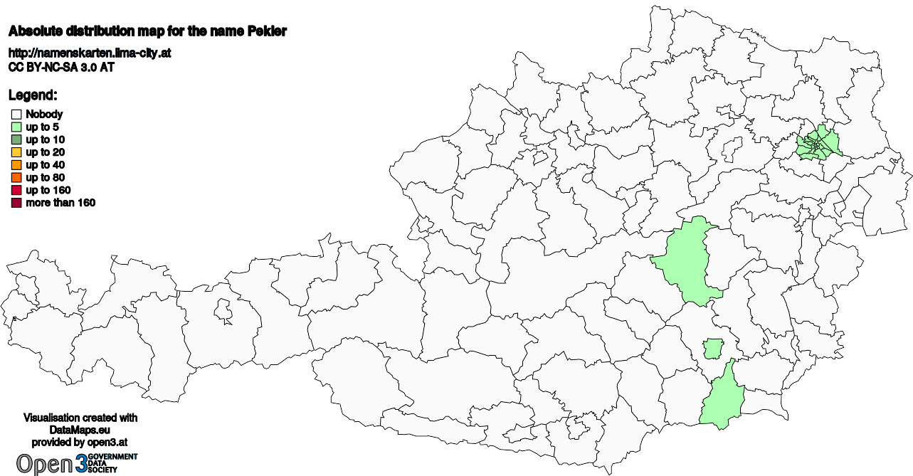 Absolute Distribution maps for surname Pekler