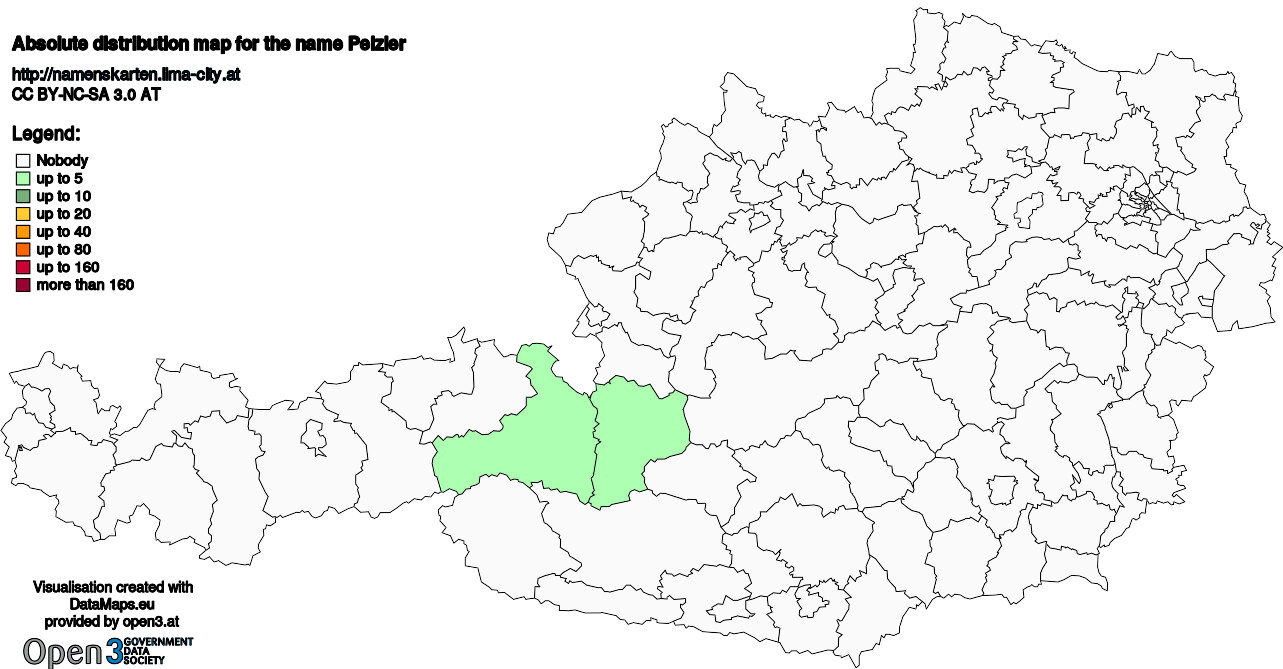 Absolute Distribution maps for surname Pelzler