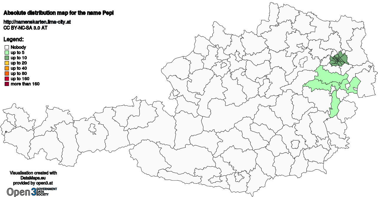 Absolute Distribution maps for surname Pepl