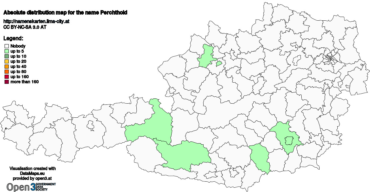 Absolute Distribution maps for surname Perchthold