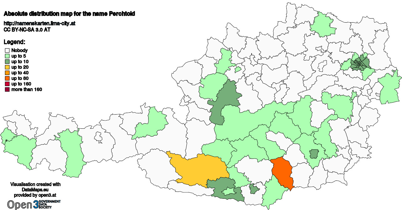 Absolute Distribution maps for surname Perchtold