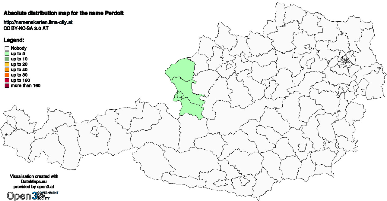 Absolute Distribution maps for surname Perdolt