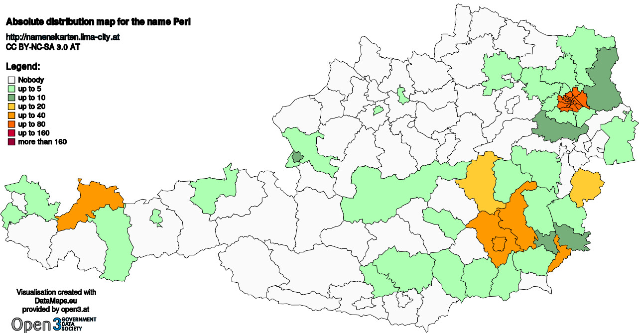 Absolute Distribution maps for surname Perl