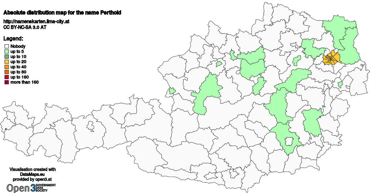 Absolute Distribution maps for surname Perthold