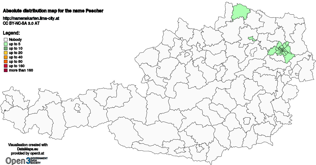 Absolute Distribution maps for surname Pescher