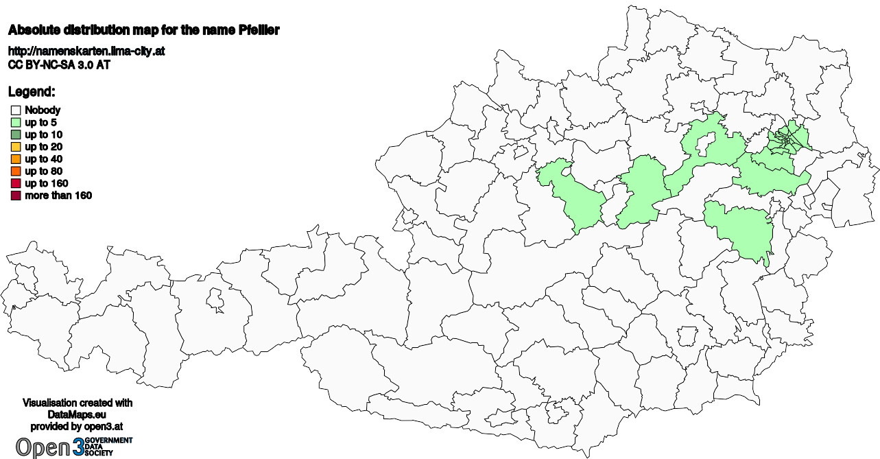 Absolute Distribution maps for surname Pfeiller