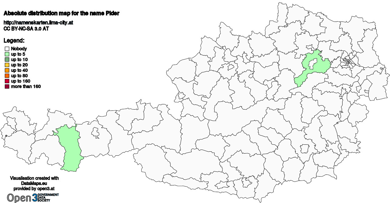 Absolute Distribution maps for surname Pider