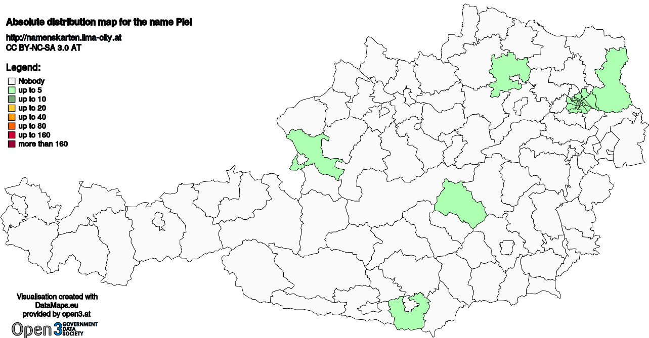 Absolute Distribution maps for surname Piel