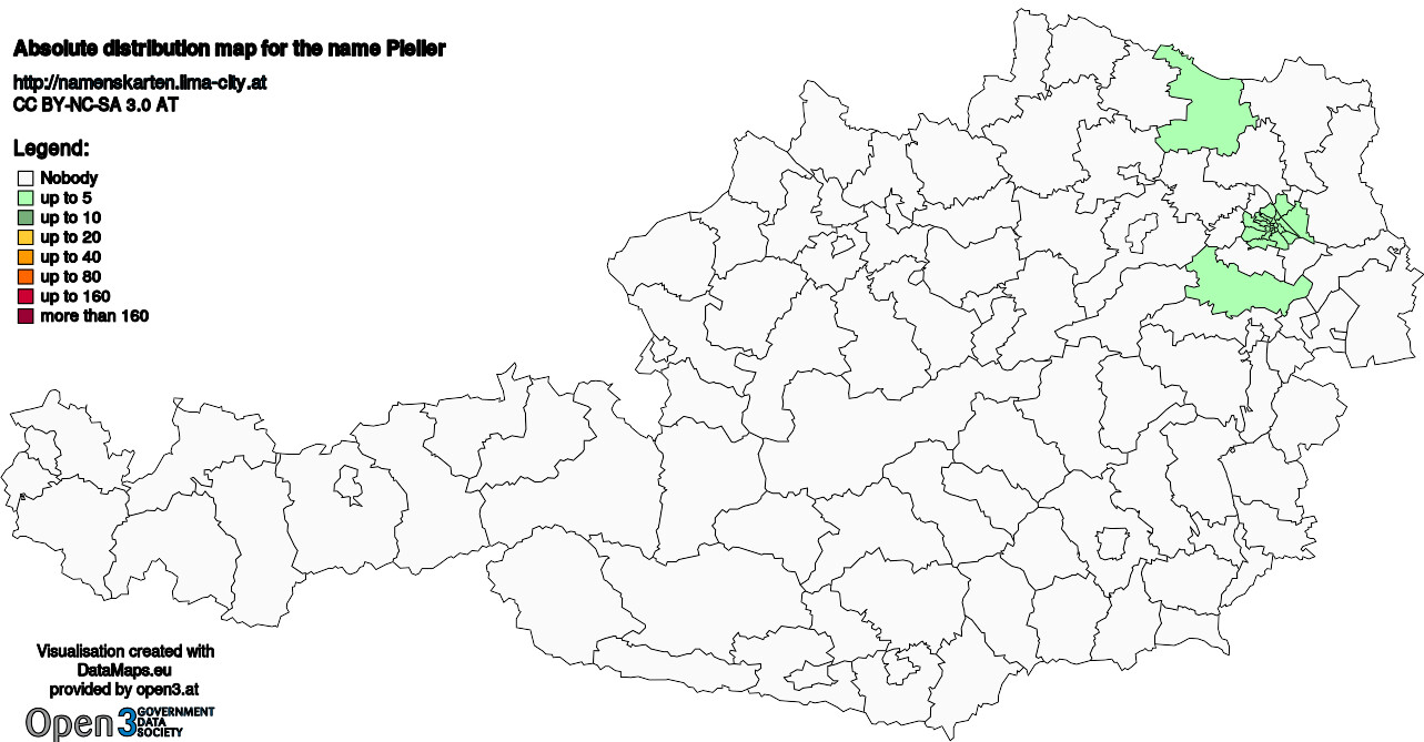 Absolute Distribution maps for surname Pieller