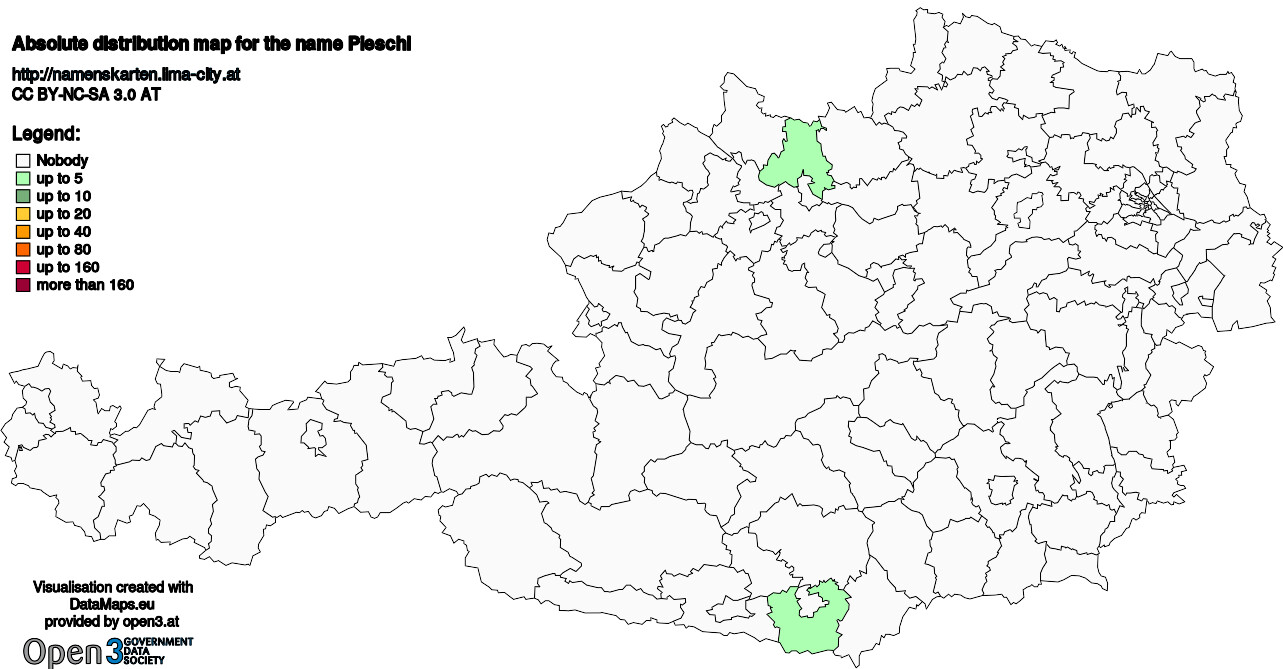 Absolute Distribution maps for surname Pieschl