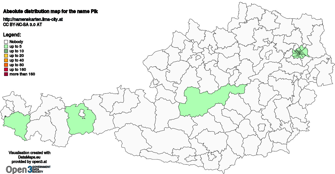 Absolute Distribution maps for surname Pik